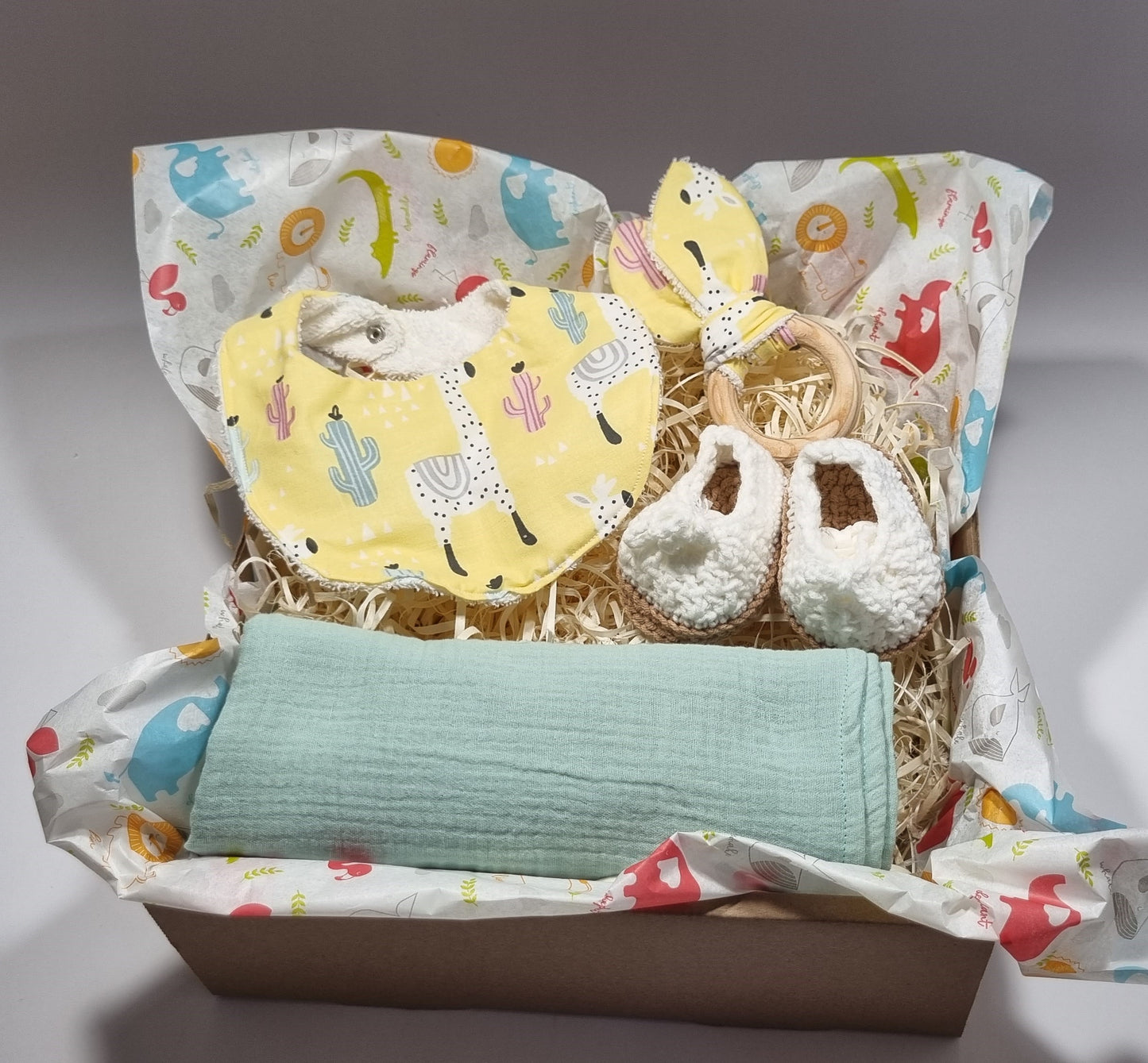 Baby Llama Muslin Blanket Gift Box